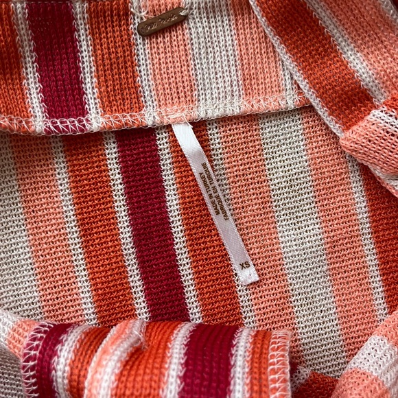 Free People Bridget Sunset Stripe Knit Tank Top size XS Orange Ivory Pink - Picture 6 of 9